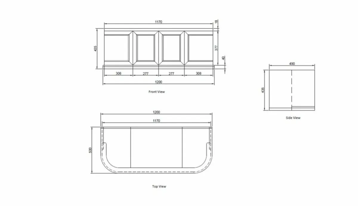 Classic Curved 1200mm Wall Mounted Vanity Unit - Image 2