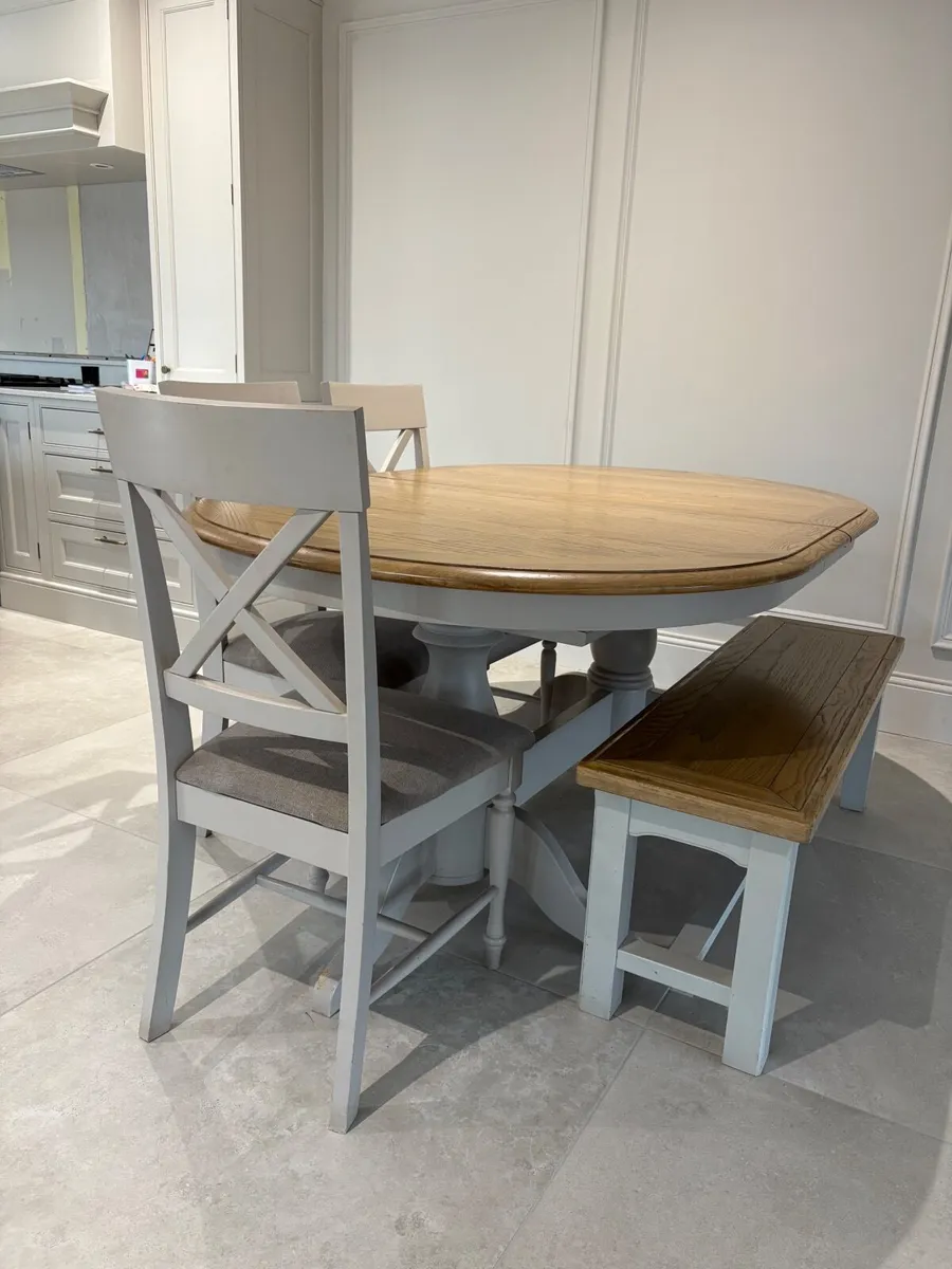 Dining table 4 chairs and bench - Image 1