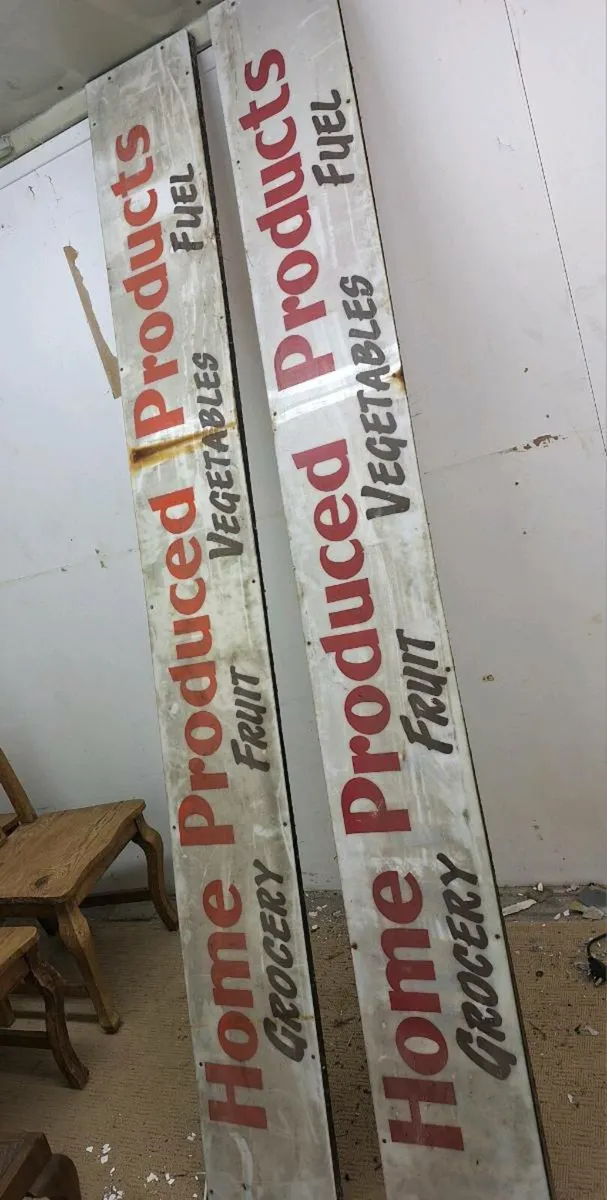 Two very large old grocery signs - Image 1