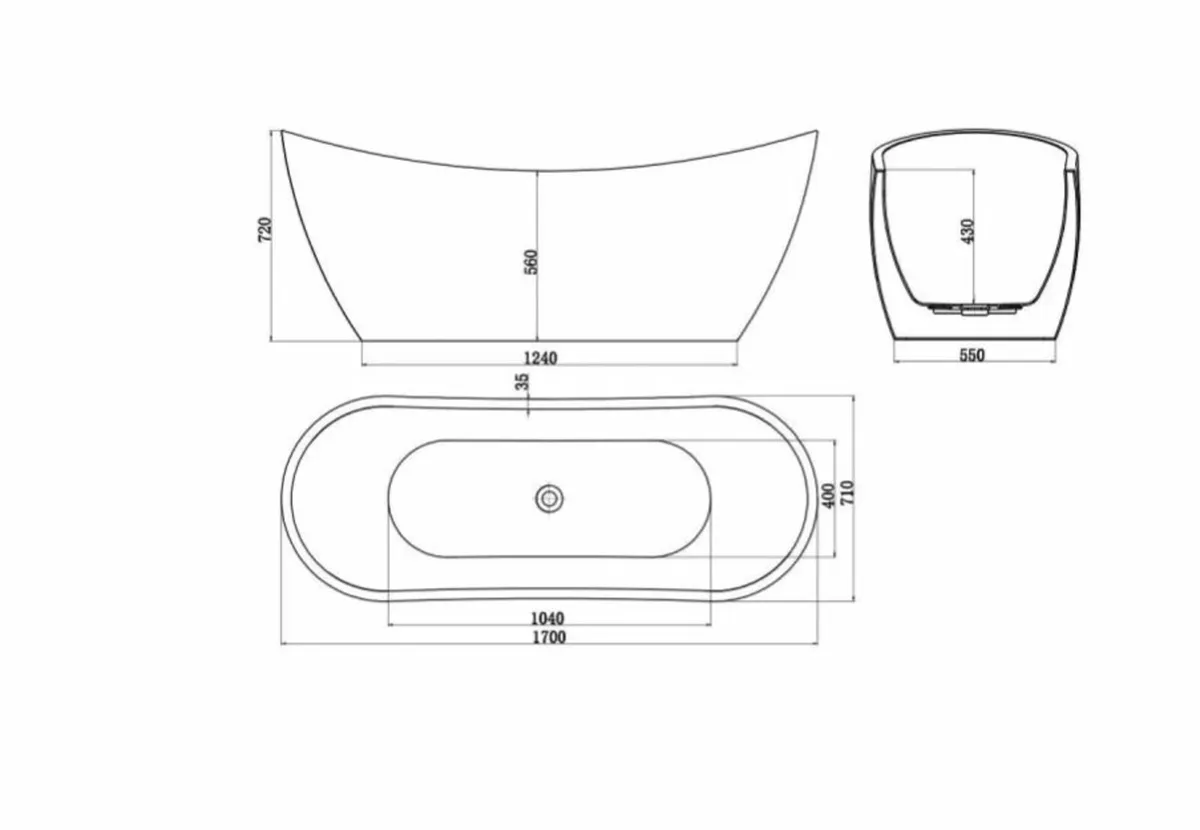 Marseille 1700mm x 700mm Luxury Freestanding Bath - Image 4