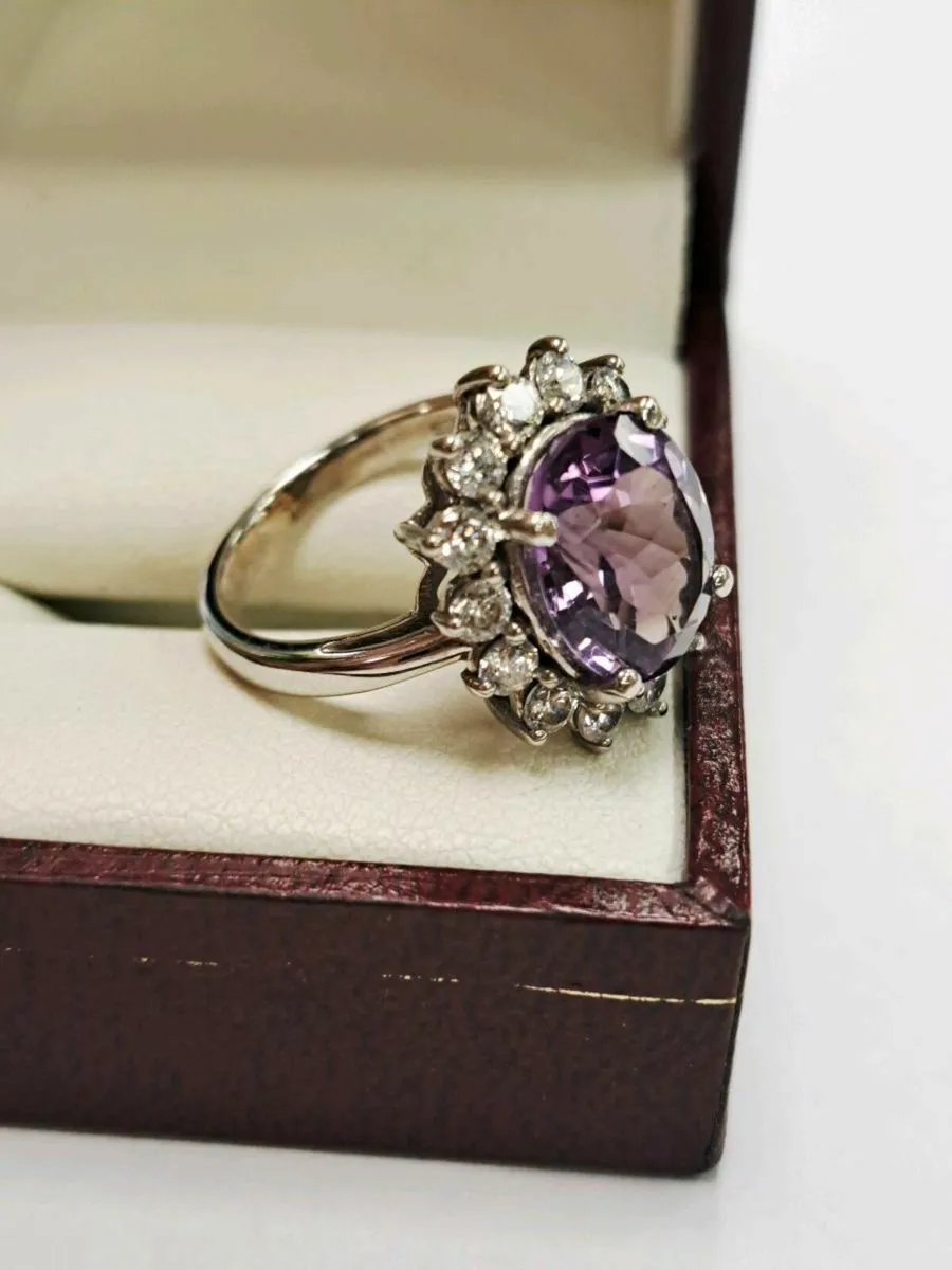 9K White Gold Amethyst Ring 9CT - Image 3