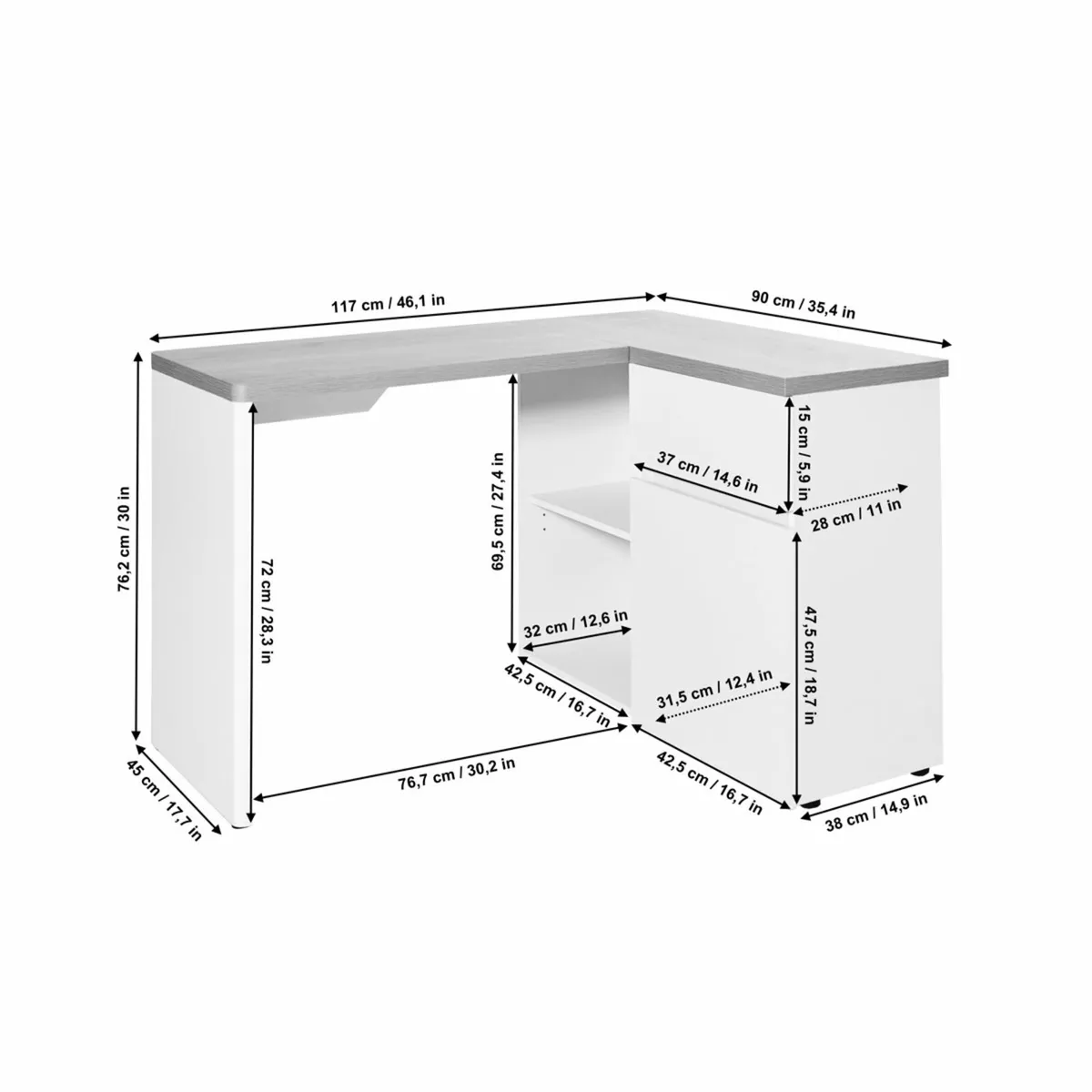 Latitude Run Hollice L-Shape Desk – Excellent Cond - Image 3