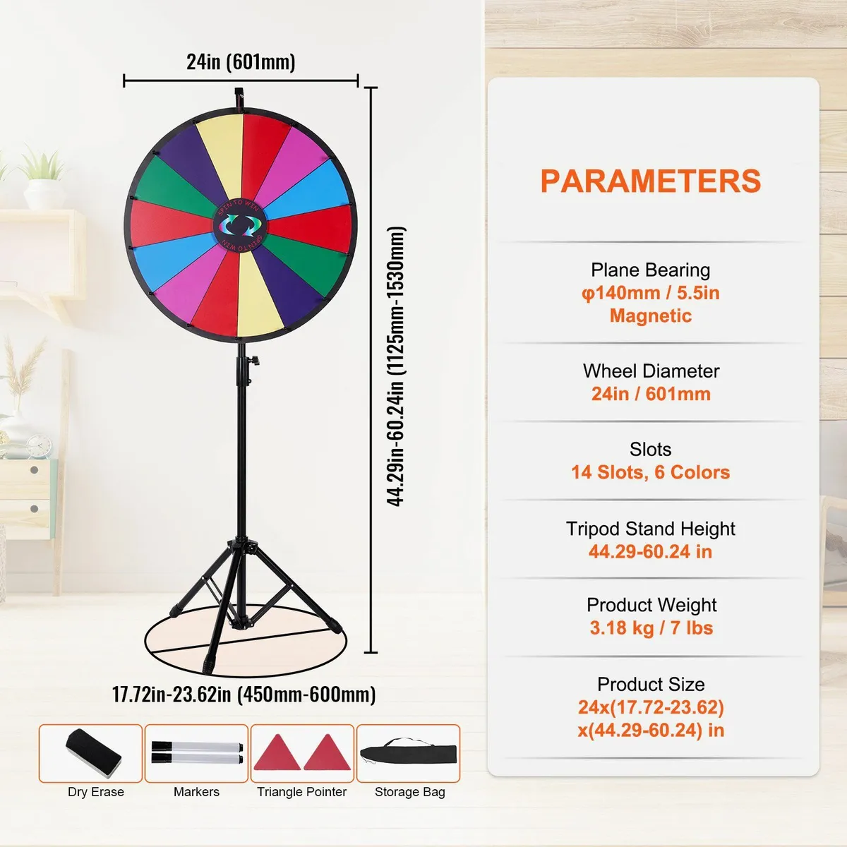 24” Color Prize Wheel Tripod Floor Stand - Image 4