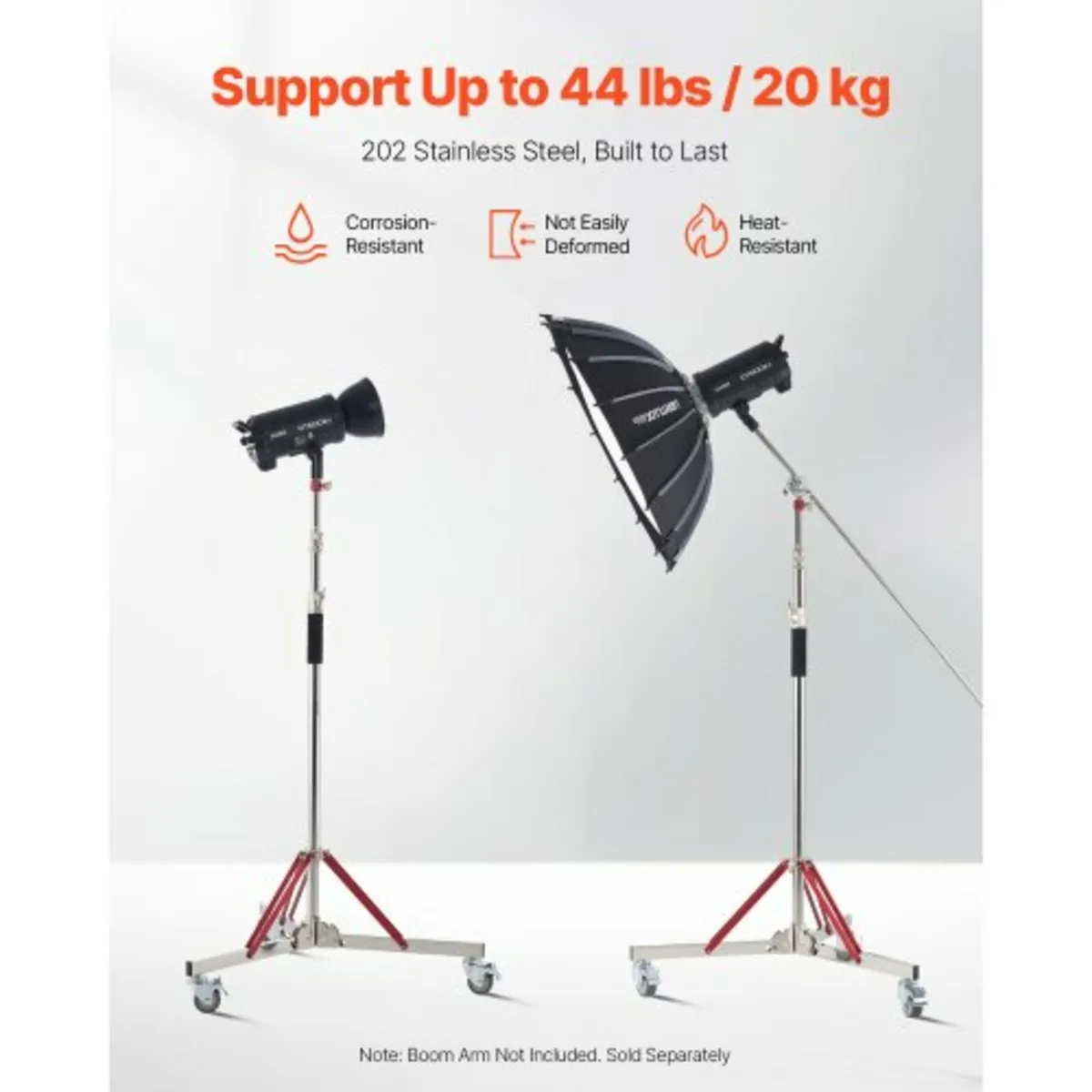 Heavy Duty Light Stand with Casters Max Height 10. - Image 4