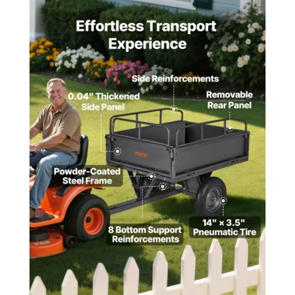 Steel Dump Cart 10 Cu. Ft 500LB for ATV/UTV Traile - Image 3