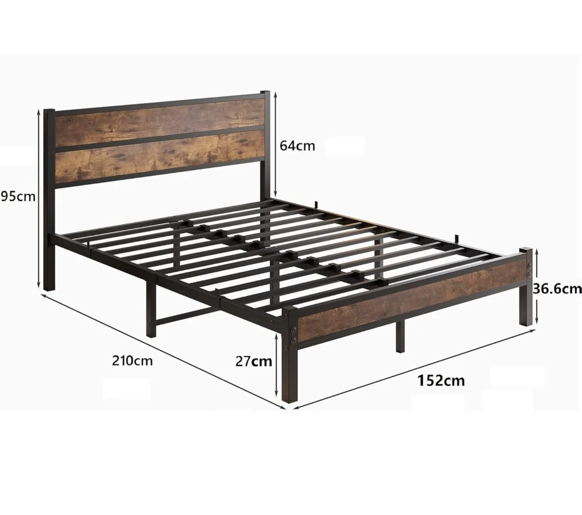 King Size Bed Frame with Wooden Headboard - Image 3