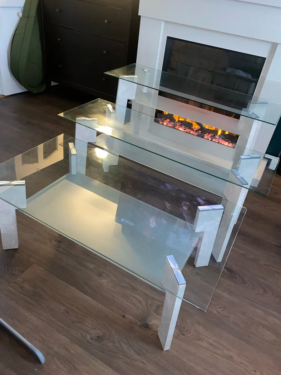 Glass Coffee Table, TV Stand & Side Table - Image 1