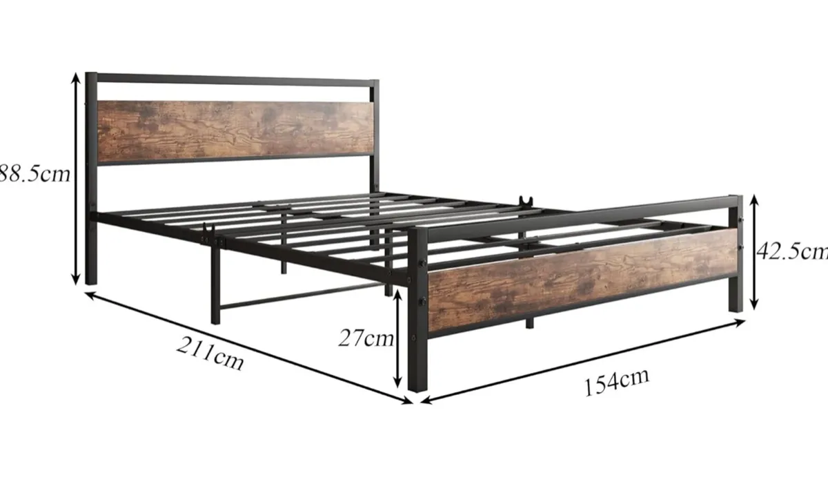 King Size Bed Frame with Wooden Headboard - Image 3