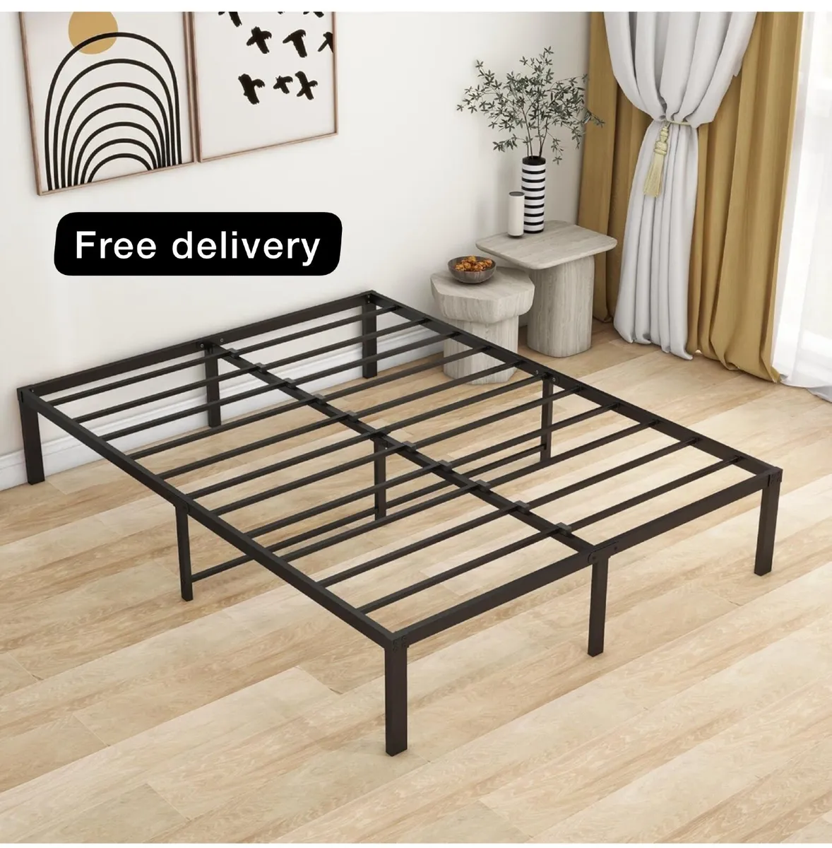 King Size Bed Frame, 36cm High Metal Platform - Image 1
