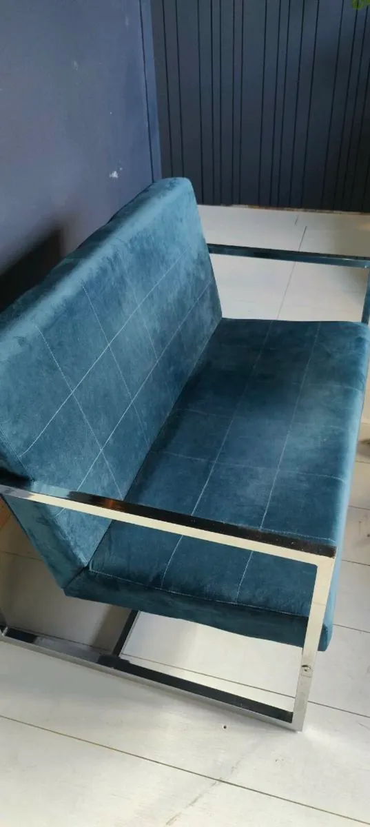2 seater royal velvet blue seat - Image 2