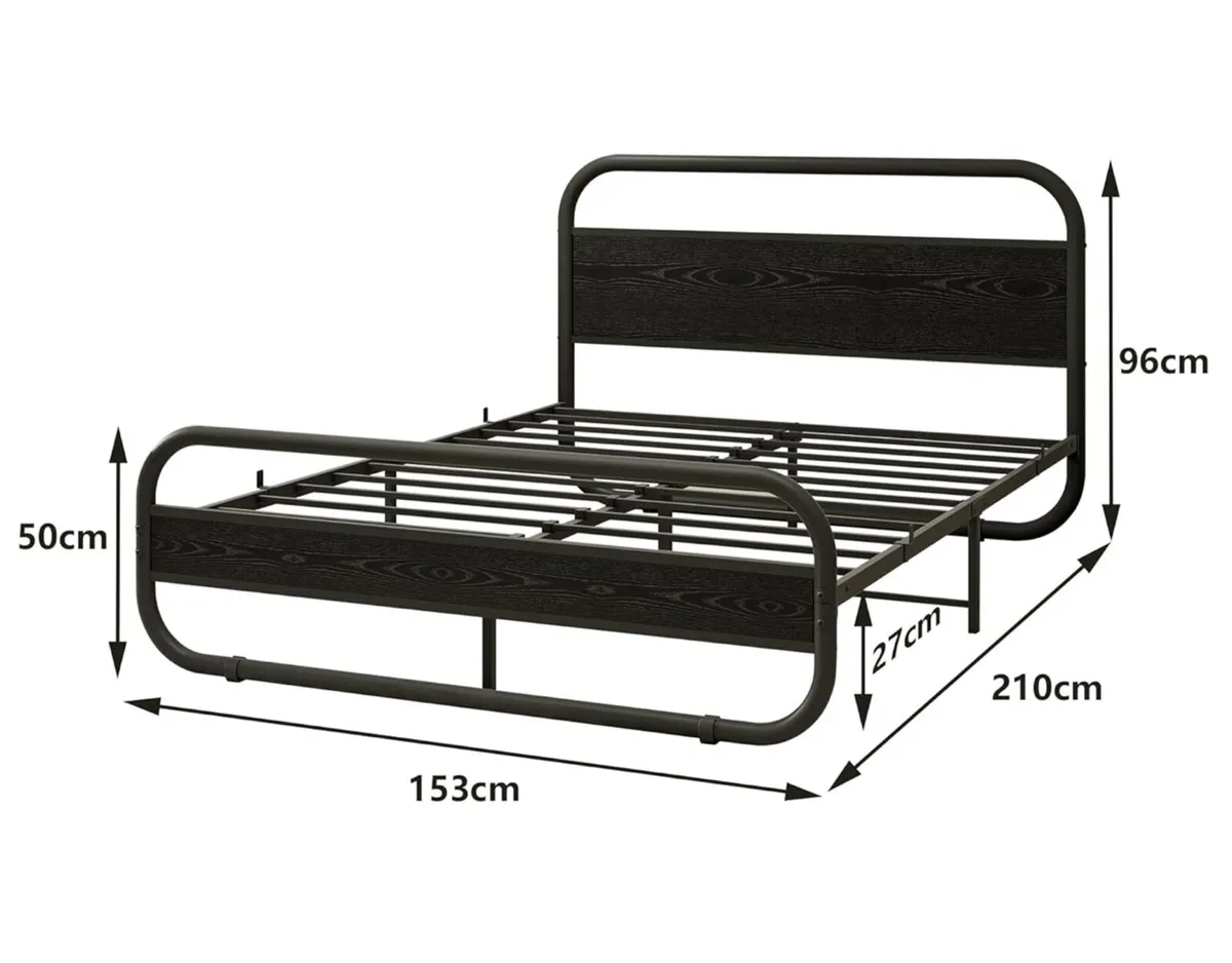 King Size Bed Frame Metal Platform Bed Frame with - Image 2