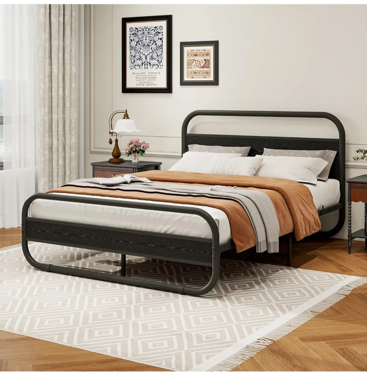 King Size Bed Frame Metal Platform Bed Frame with - Image 1