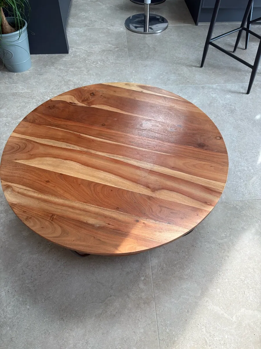 2 oak units and circular coffee table cherrywood - Image 3
