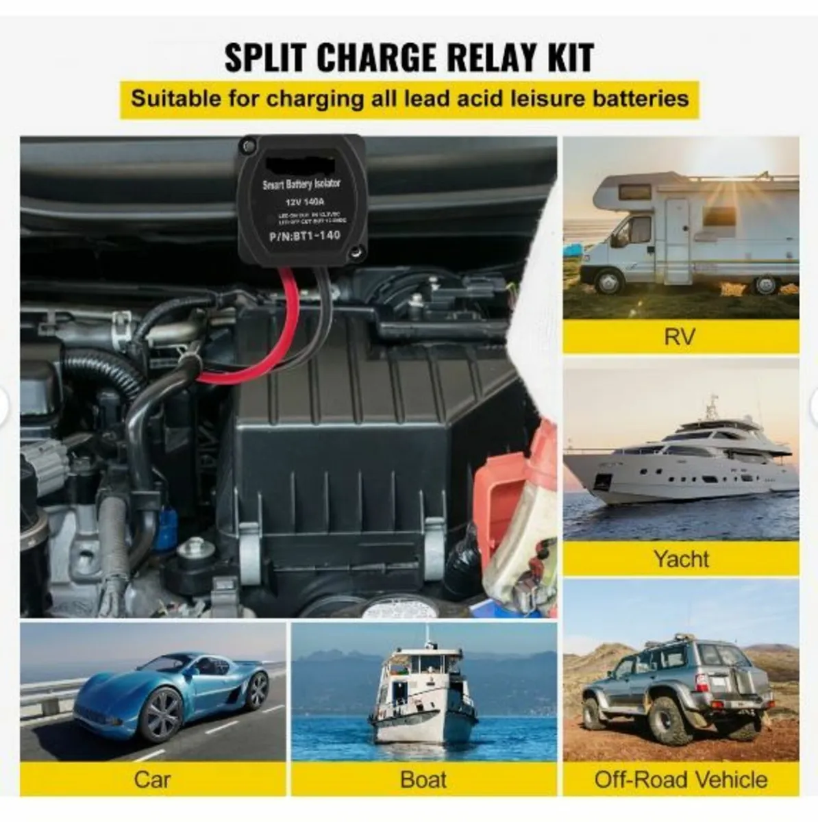 Split Charge Relay Kit, 4mtr 12V - Image 2