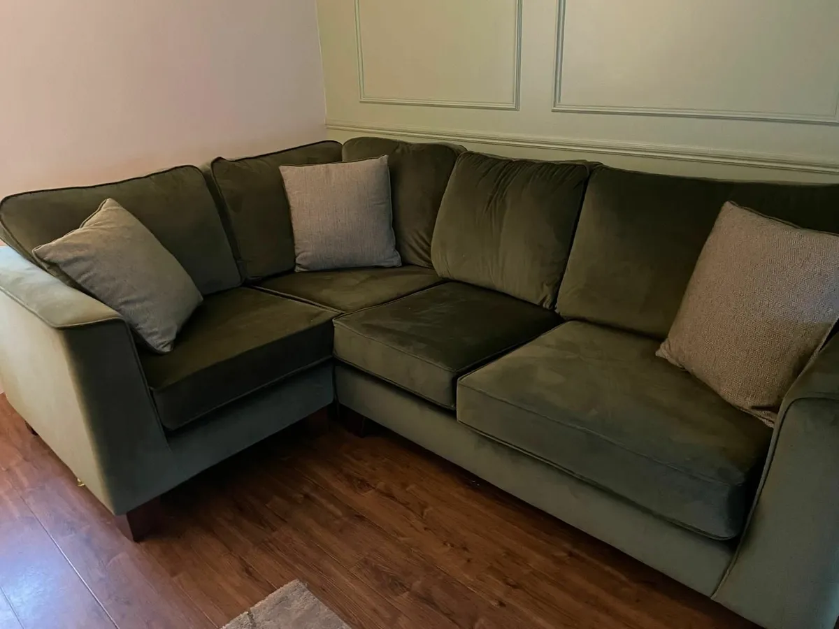 Olive green corner sofa - Image 3