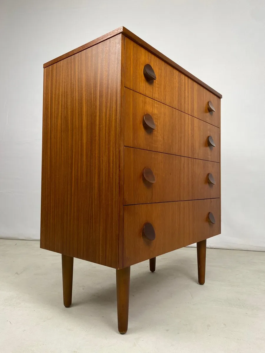 Mid Century Teak Tallboy Chest of Drawers - Image 1