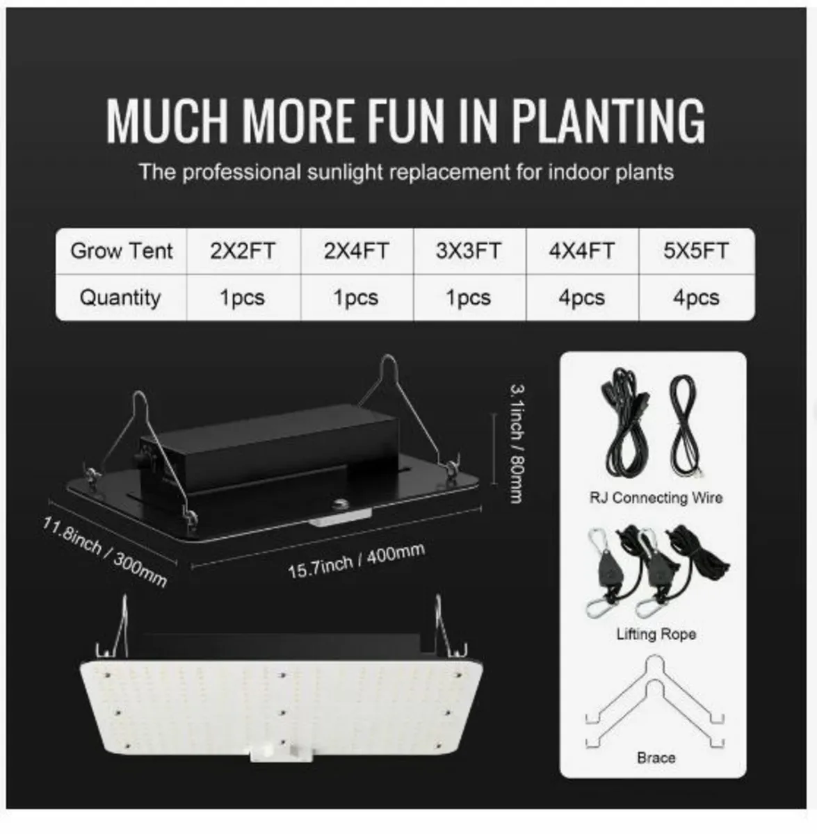 LED Grow Light, 150W Full Spectrum Dimmable - Image 3
