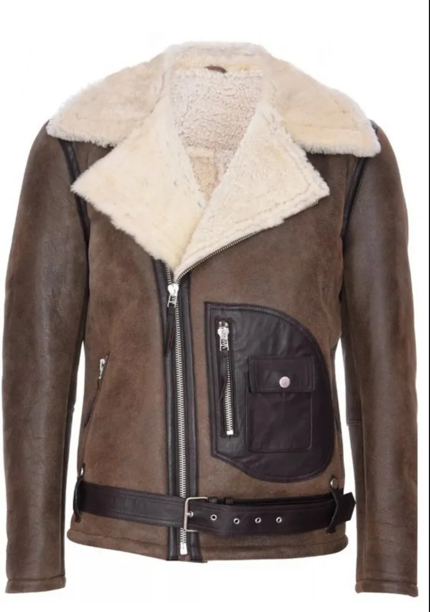 Shearling Brown Jacket Size S Real Sheepskin RAF - Image 1