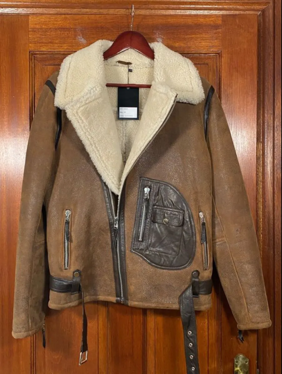 Shearling Brown Jacket Size S Real Sheepskin RAF - Image 2