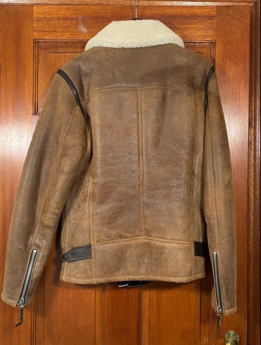 Shearling Brown Jacket Size S Real Sheepskin RAF - Image 4