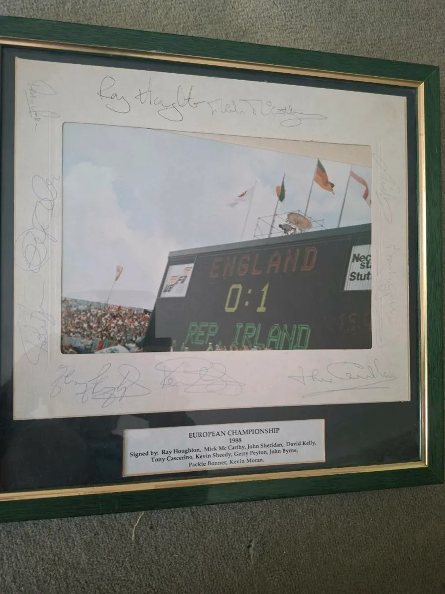 Framed Signed 1988 European Championship Photo - Image 1