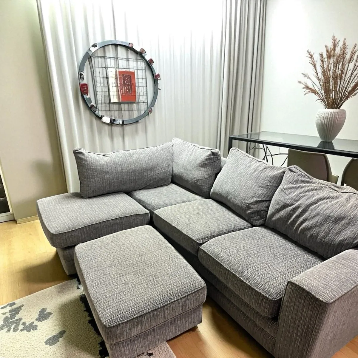 Grey coduroy corner sofa L shaped delivery av - Image 3