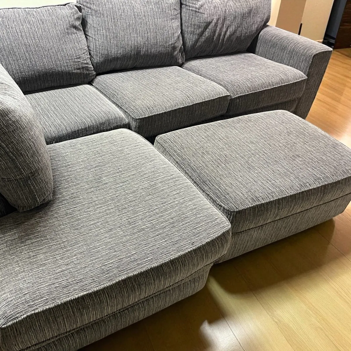 Grey coduroy corner sofa L shaped delivery av - Image 4