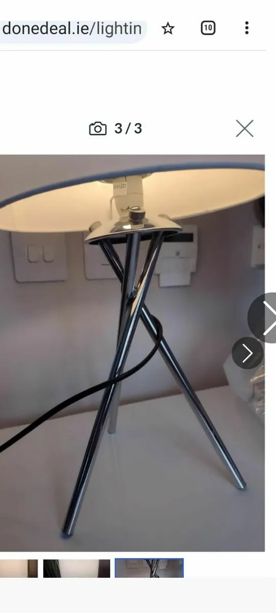 New chrome tripod table lamp or bedside lamp - Image 2