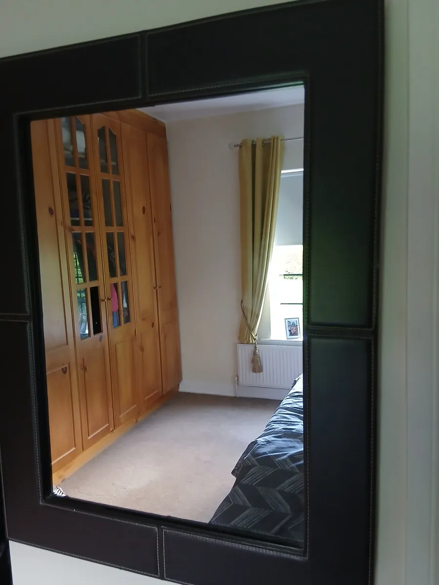 Brown Leather Framed Mirror
