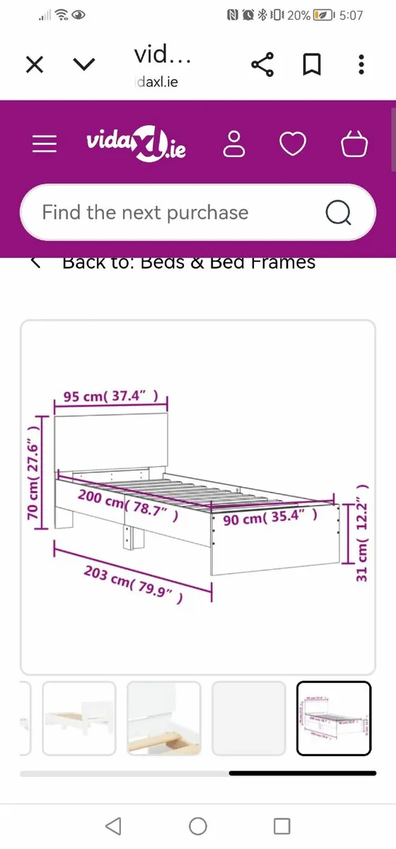 Ikea white wooden single bed - Image 2