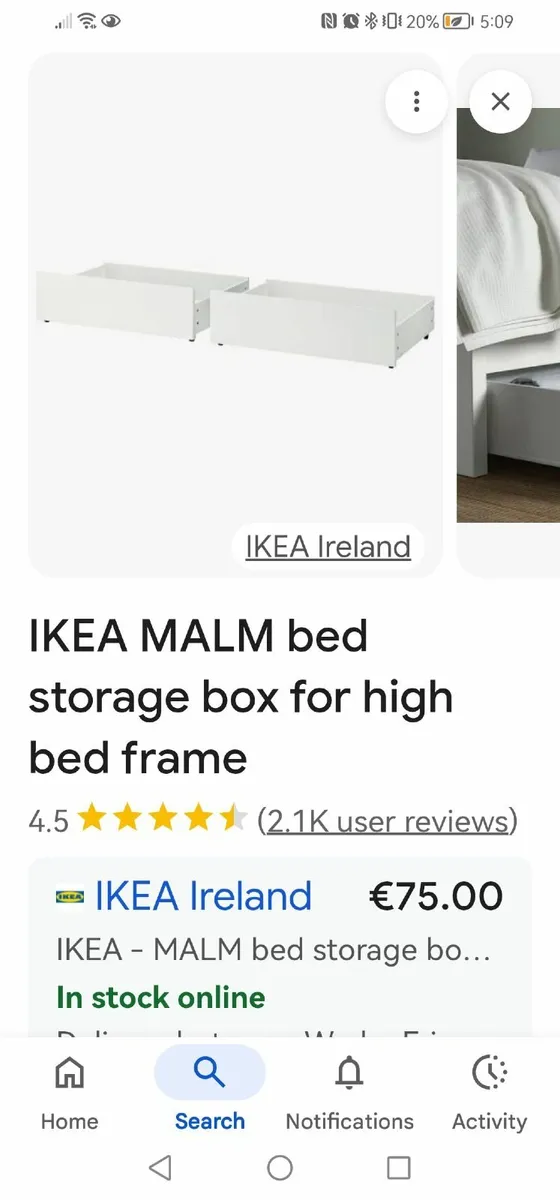 Ikea white wooden single bed - Image 4