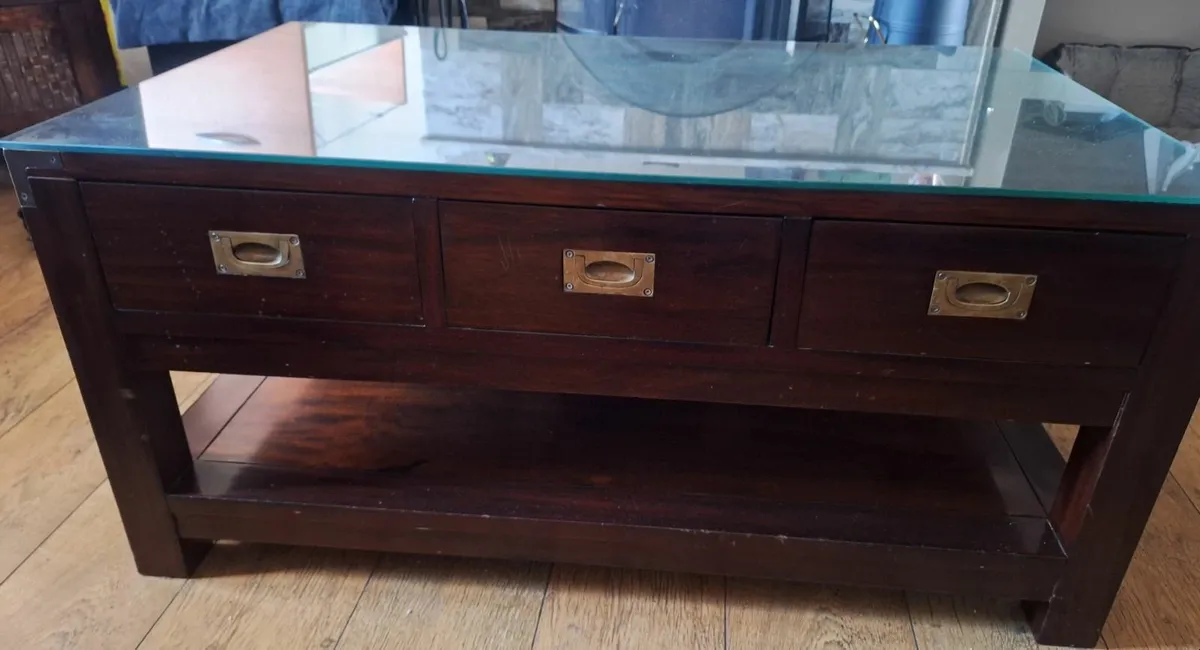 Mahogany & Brass Coffee Table - Image 1