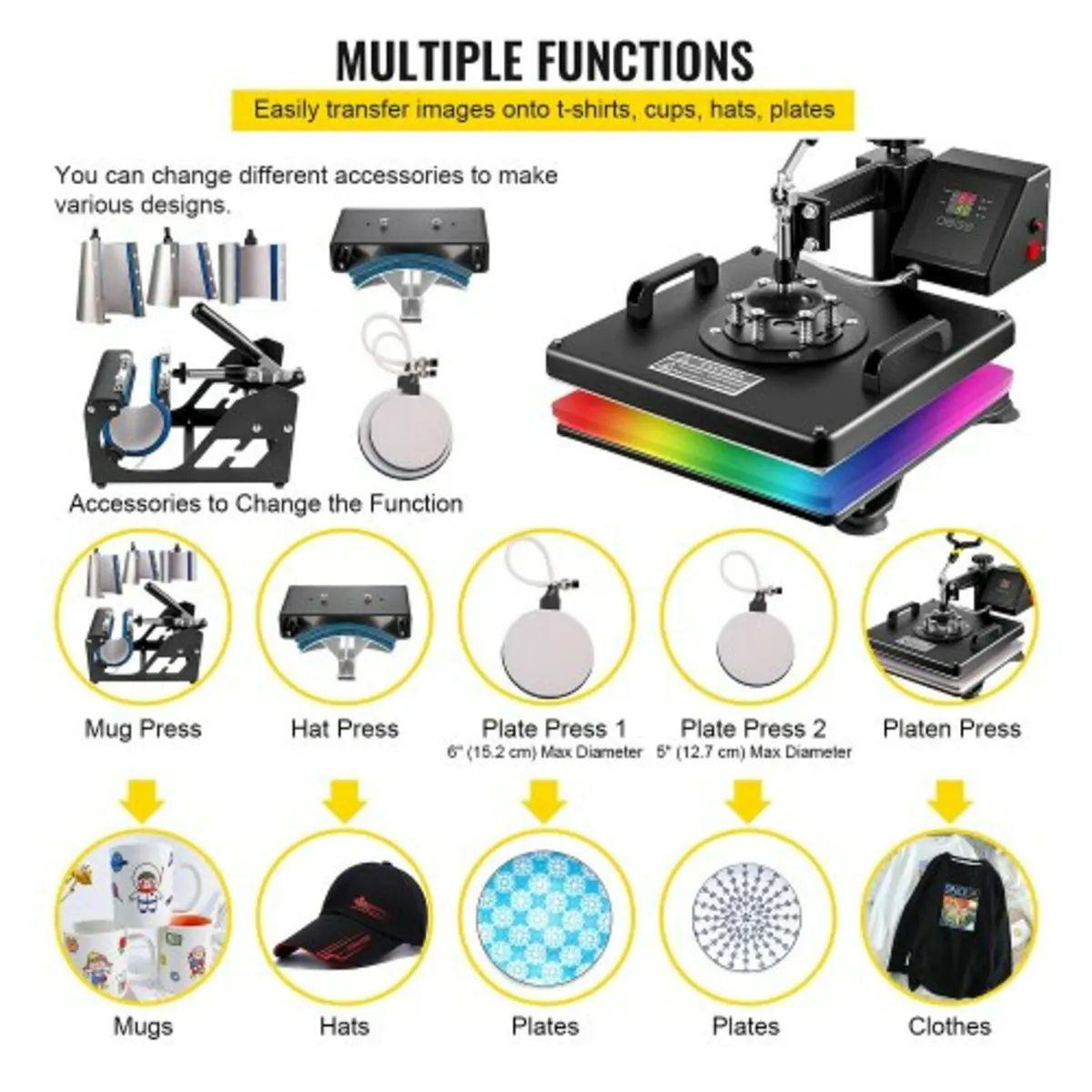 Heat Press 8 in 1 Heat Press Machine 38x38cm Heat - Image 2