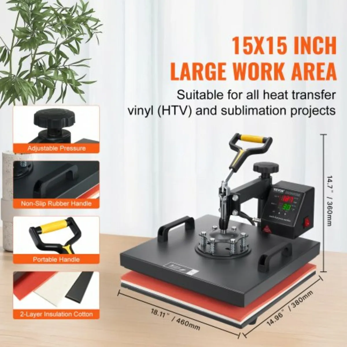 15x15inch / 38x38cm, 2IN1 Clamshell Sublimation Tr - Image 3