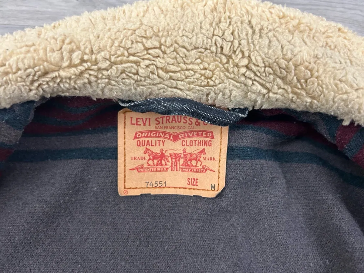 Vintage Levis 74551 Blanket Lined Trucker Jacket M - Image 4
