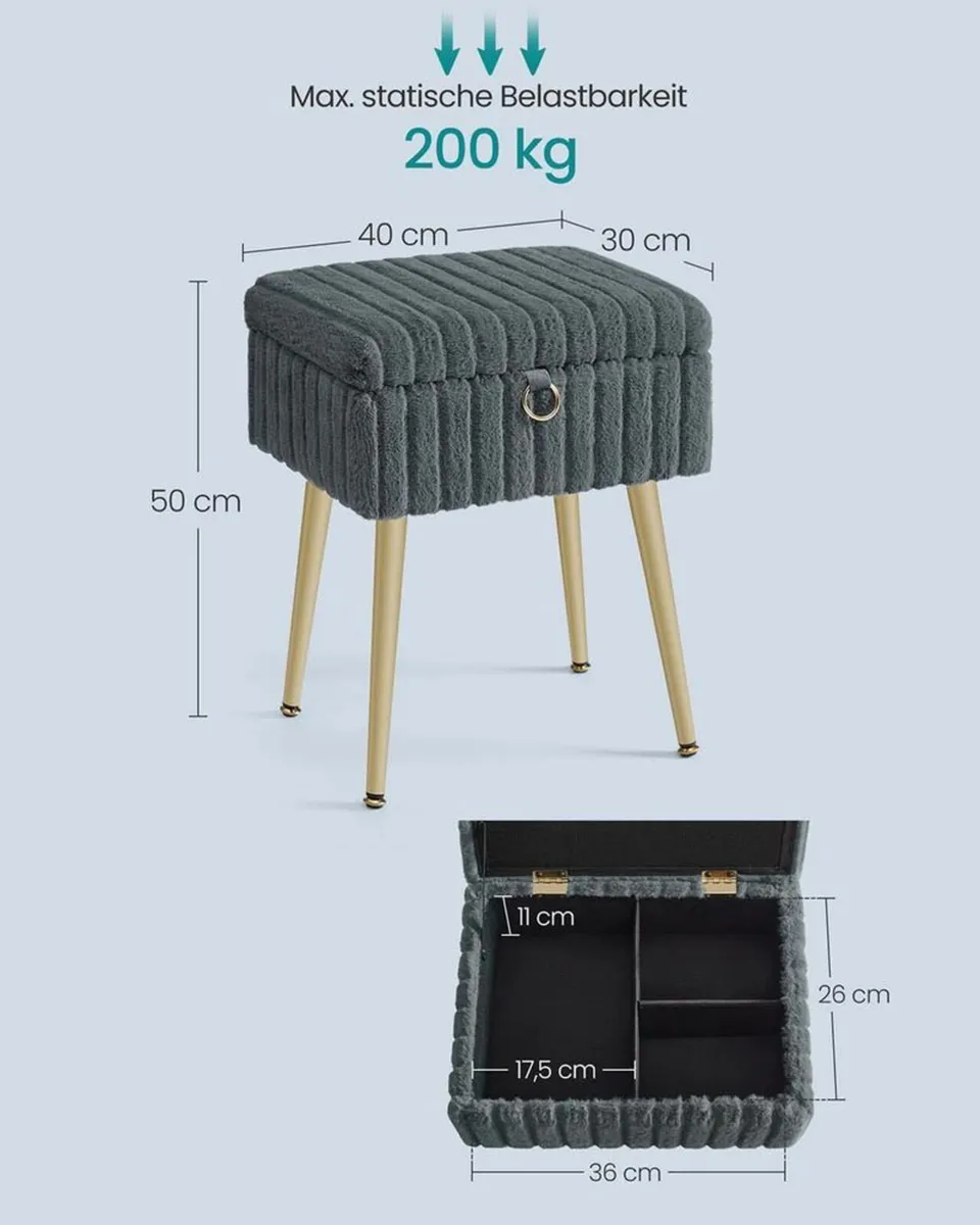 Dressing Table Stool With Storage - Image 4