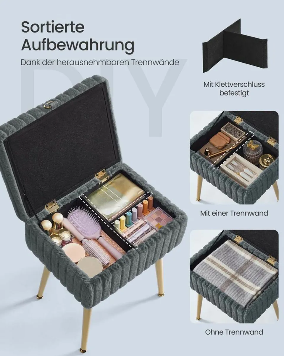 Dressing table stool with storage - Image 3