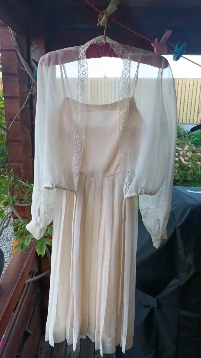 Vintage wedding outfit 80s chiffon 2 pc - Image 1