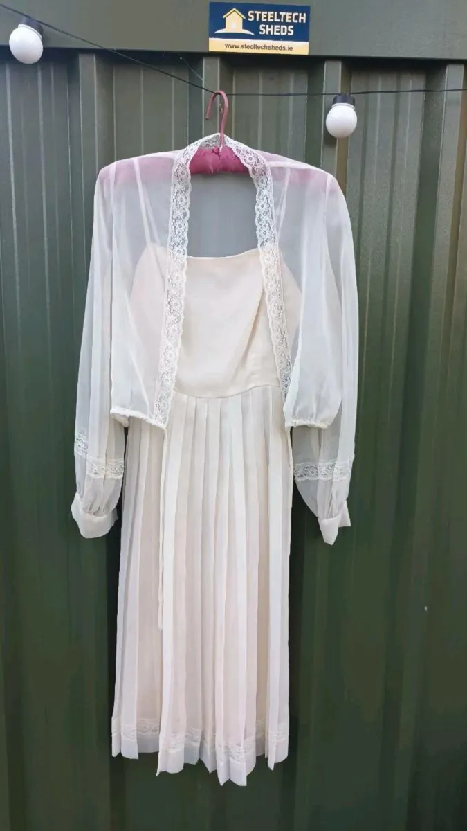 Vintage wedding outfit 80s chiffon 2 pc - Image 3