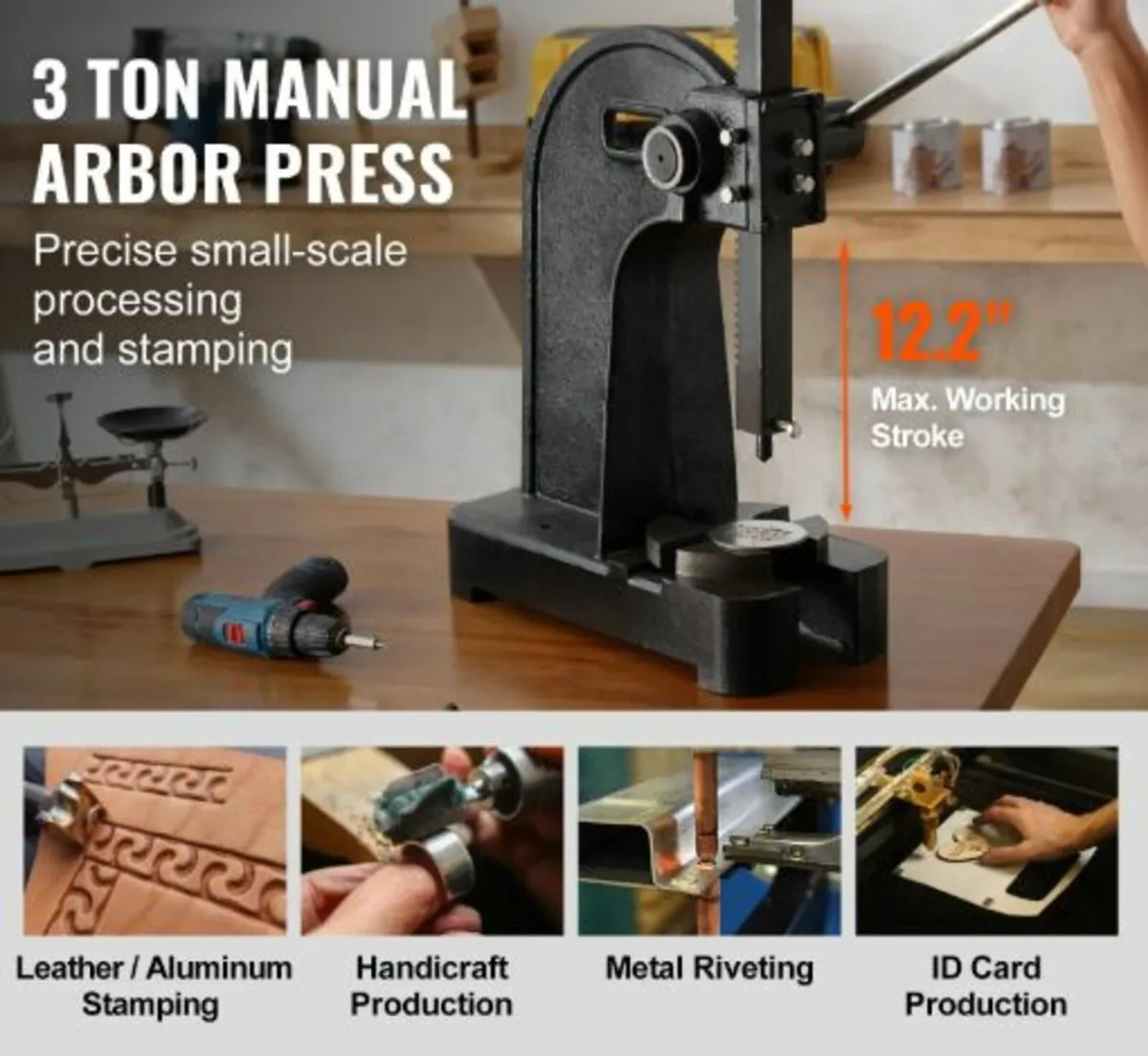 Arbor Press, 3 Ton Manual Arbor Press, 310 mm Max - Image 2