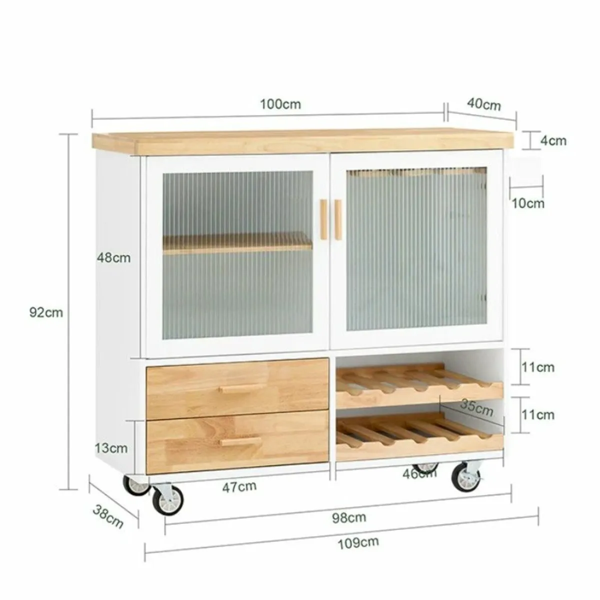 Kitchen Island portable With Wine Glass Holder Kit - Image 2