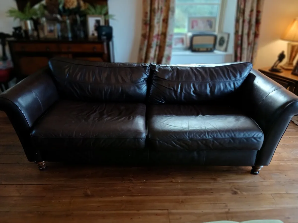 Dark Brown Leather Sofa - Image 2