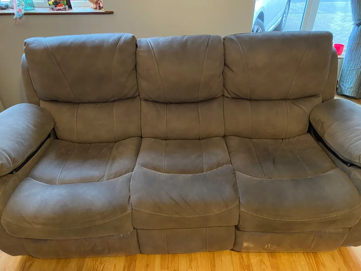 Grey recliner sofa - Image 1