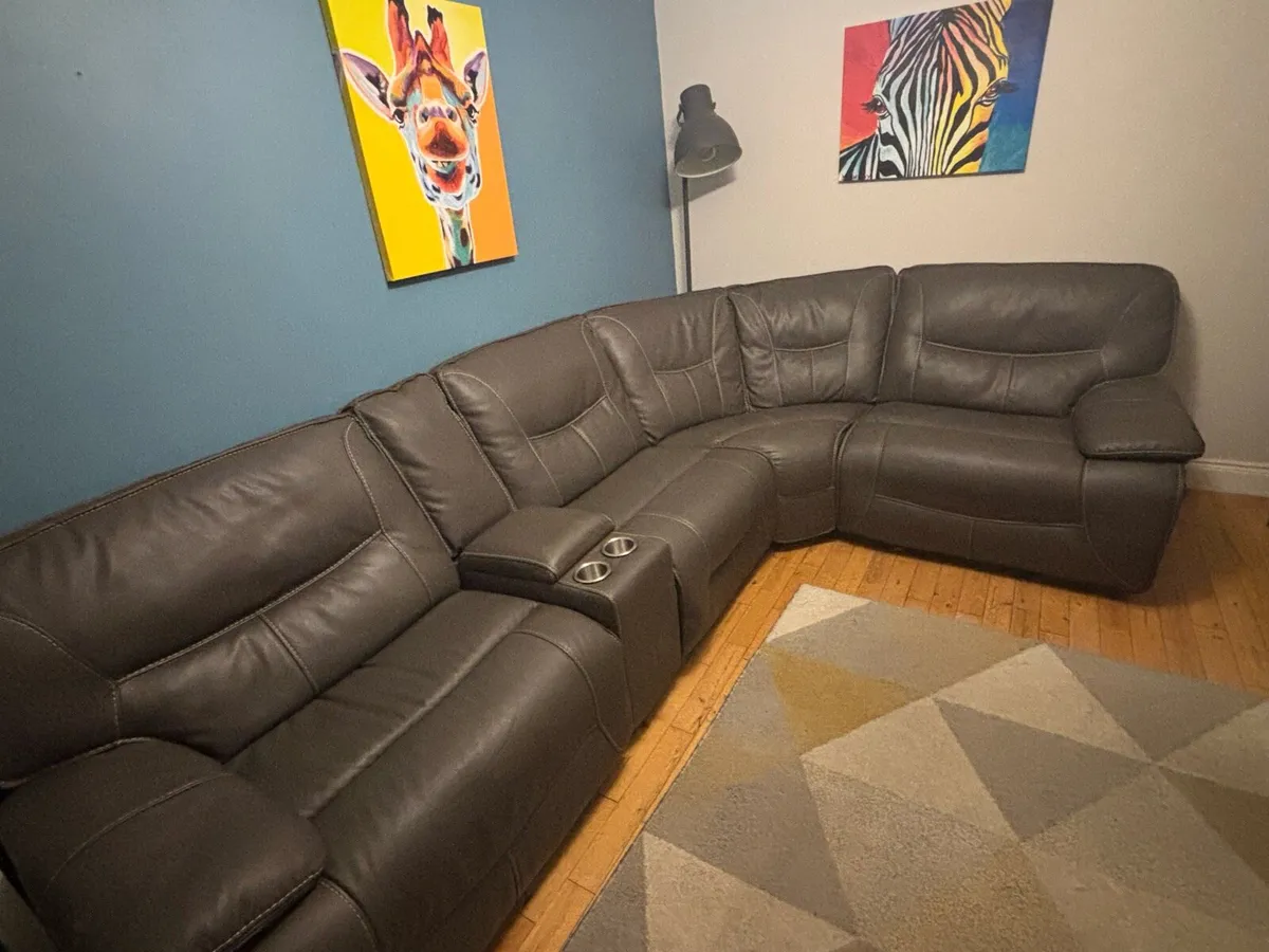 Brown leather modular couch - Image 3