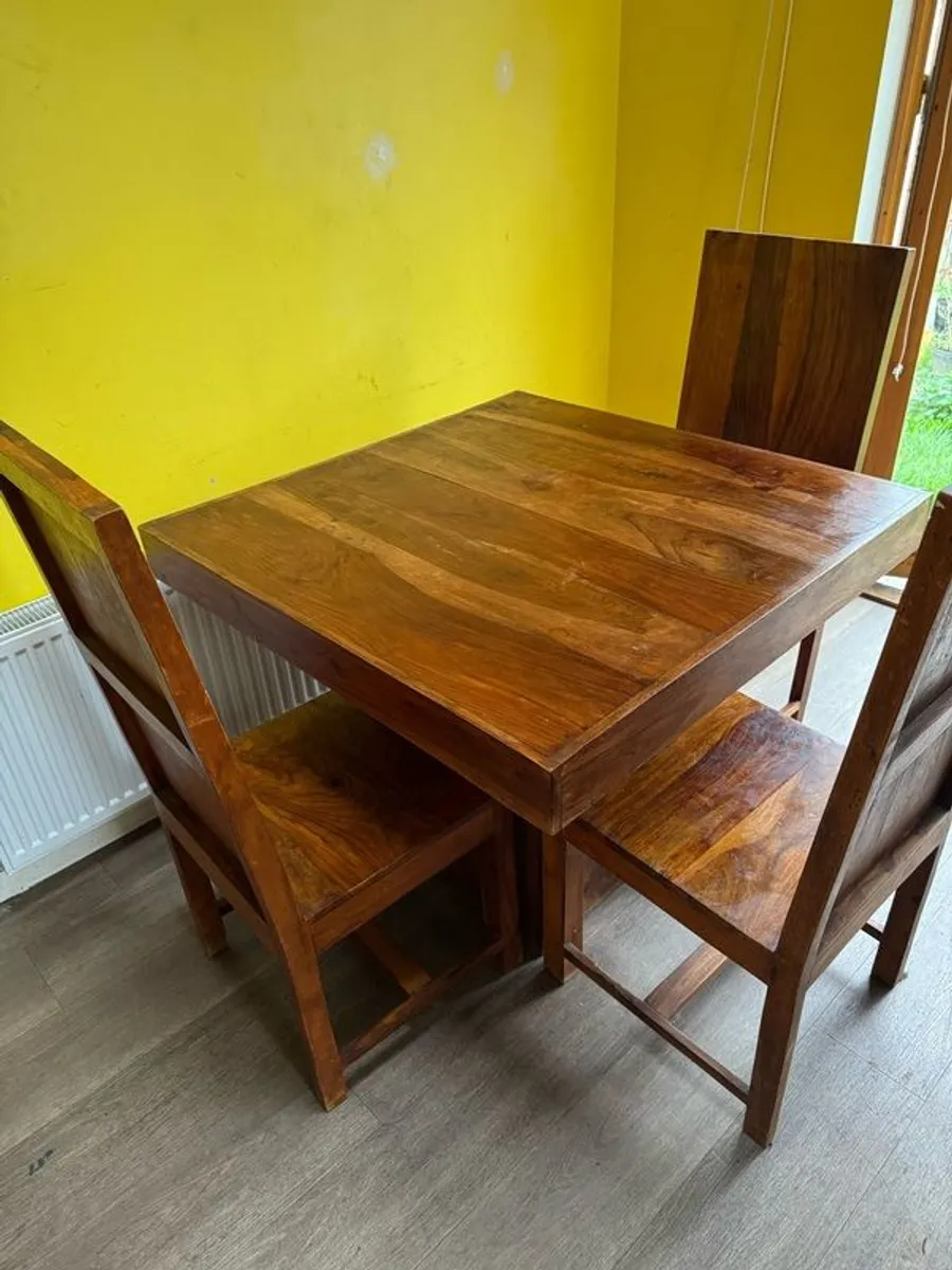 Solid wood Square Dining Table and Three Chairs - Image 1