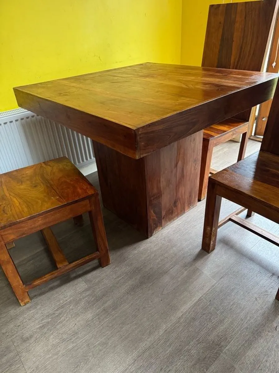 Solid wood Square Dining Table and Three Chairs - Image 2