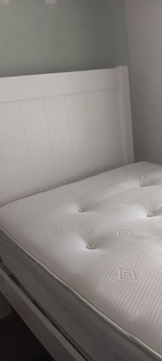 White Single bed frame and Mattress - Image 1