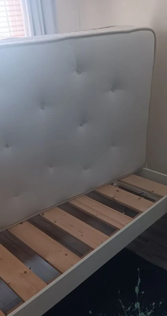 White Single bed frame and Mattress - Image 3