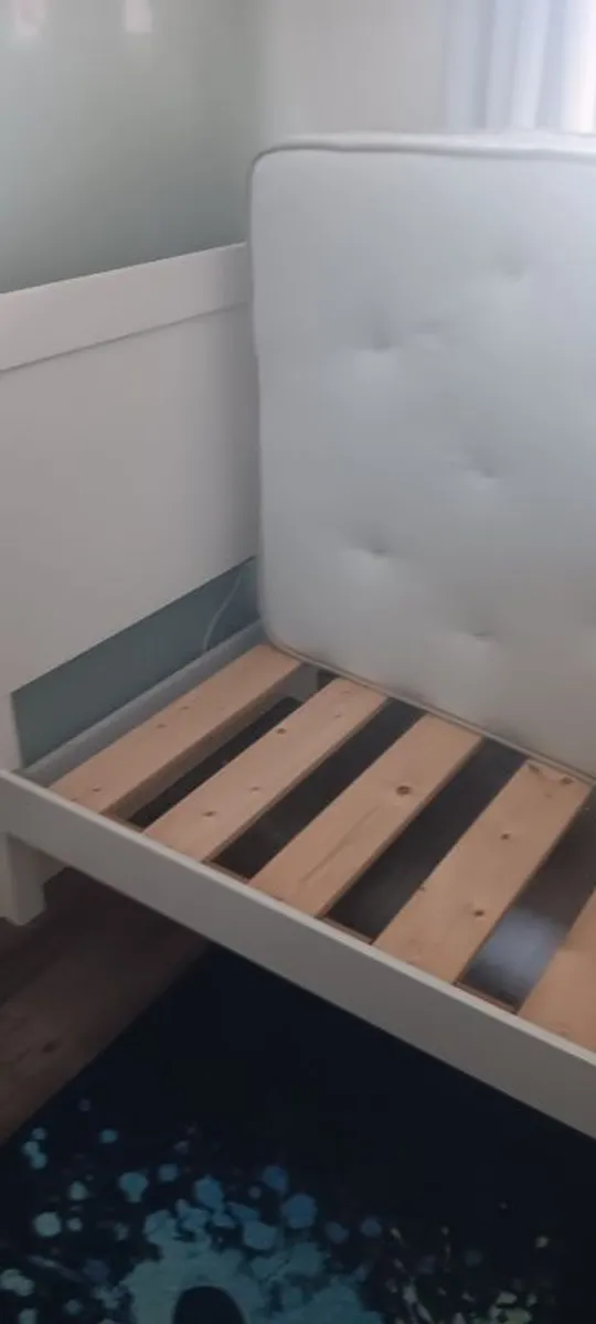 White Single bed frame and Mattress - Image 4