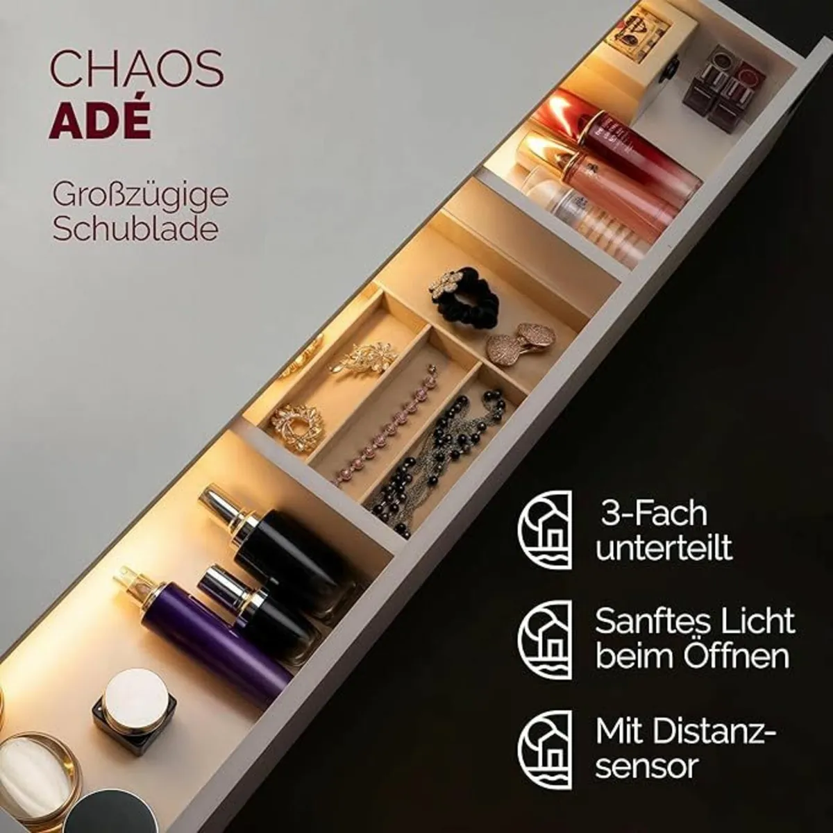 Dressing table with LED lights and remote - Image 3